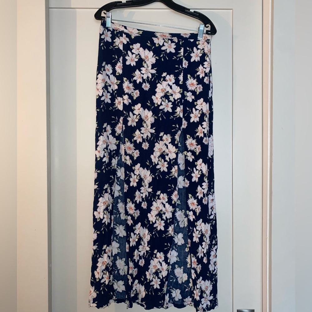 floral skirt with double slit